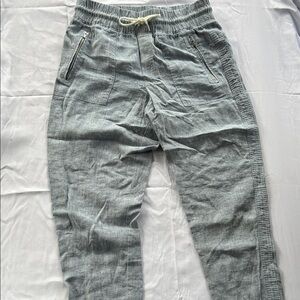 Athleta Denim Blue Cabo 100% Linen Jogger Pants 2 Zipper Pockets